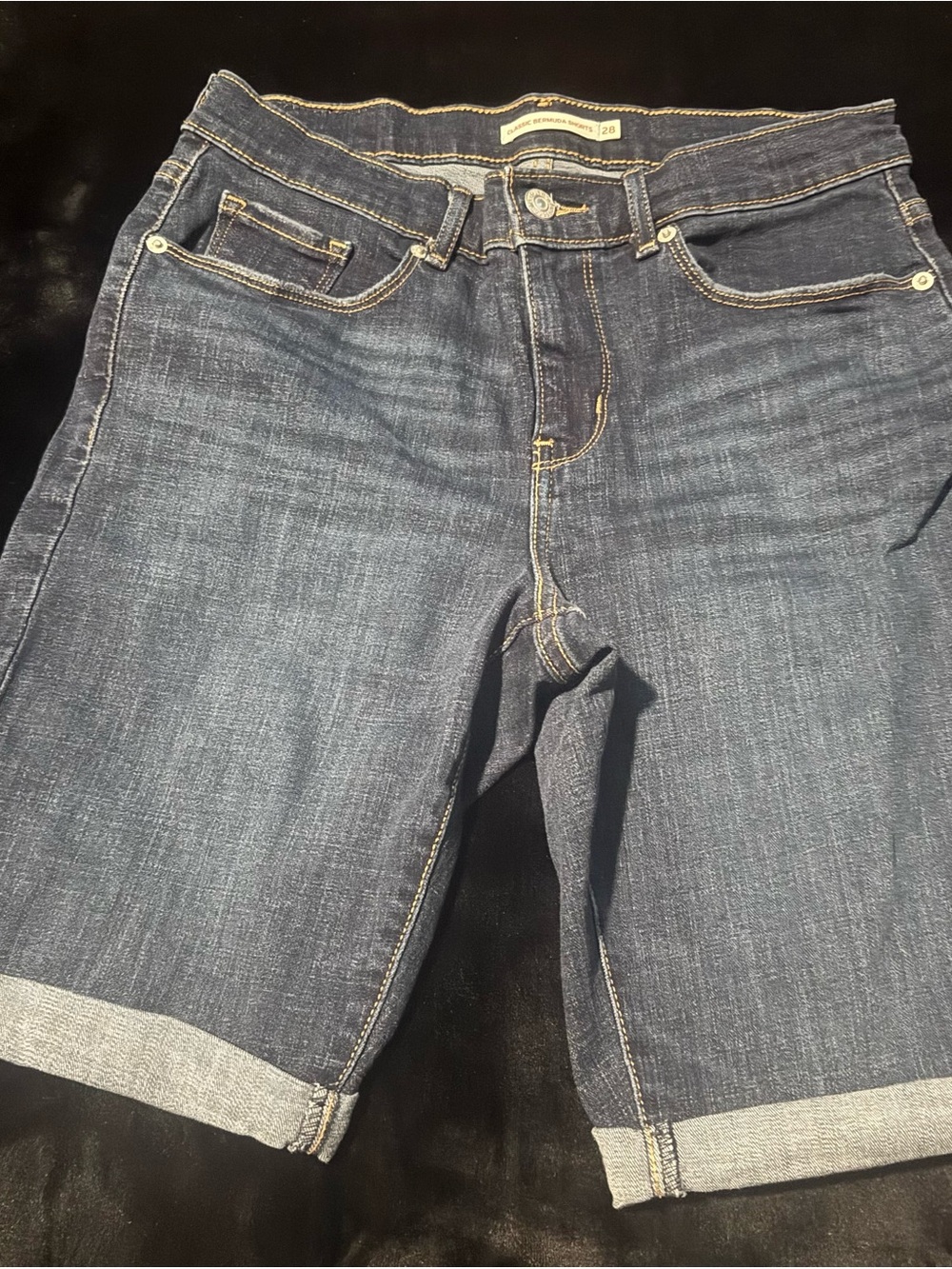 Classic Levi Dark Wash Women’s Denim Bermuda Shorts - Blue